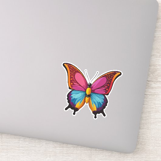 美しい数々の色の蝶 シール (詳細)