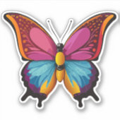 美しい数々の色の蝶 シール (正面)