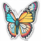 美しい数々の色の蝶 シール (正面)