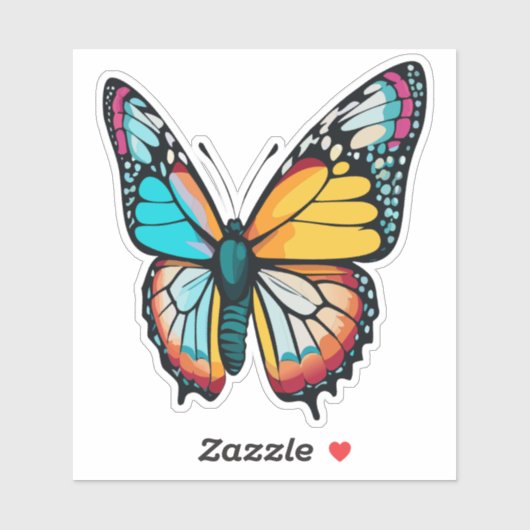 美しい数々の色の蝶 シール (シート)