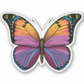 美しい数々の色の蝶 シール (正面)
