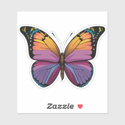 美しい数々の色の蝶 シール (シート)