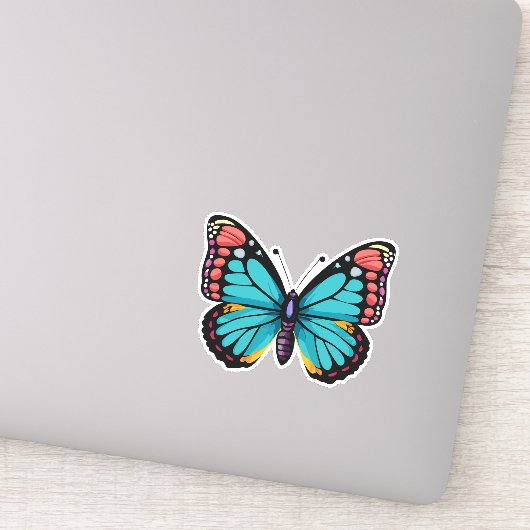 美しい数々の色の蝶 シール (詳細)