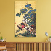 美しい数々の色の雄鶏と雌鶏 キャンバスプリント (インサイチュ (リビング))