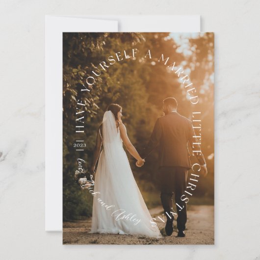 美しい新婚オーバルオーバーレイホリディフォト シーズンカード (正面)