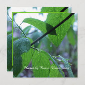 美しい新緑の春の葉っぱ パーティー 招待状 (正面/裏面)