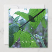 美しい新緑の春の葉っぱ パーティー 招待状 (正面)