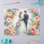 美しい新郎新婦のフローラ結婚ズ 薄葉紙 (クラフト)