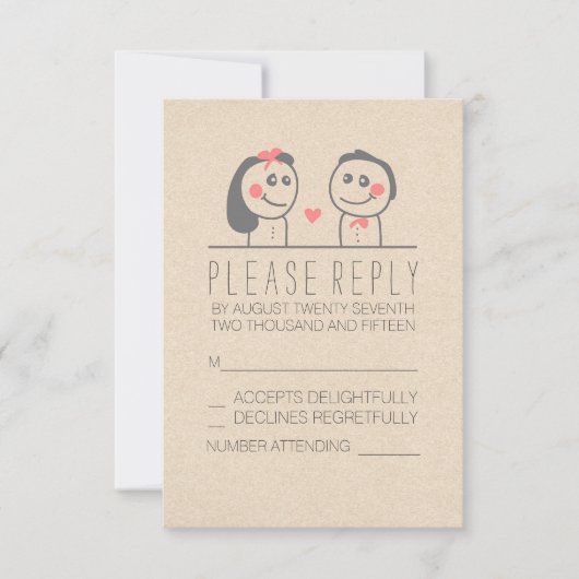美しい新郎新婦の結婚式のRSVPカード 出欠カード (正面)