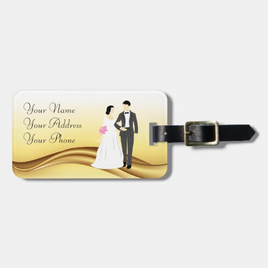 美しい新郎新婦結婚ズ ラゲッジタグ (正面横)