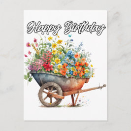 美しい新鮮なお花 お誕生日おめでとう ポストカード