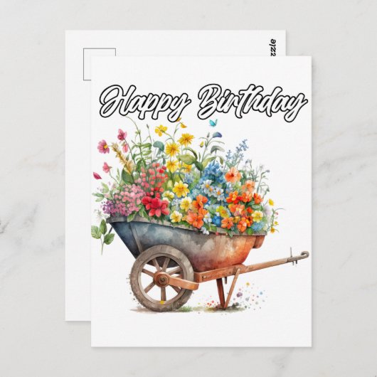 美しい新鮮な花たちお誕生日おめでとう ポストカード (正面/裏面)