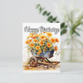 美しい新鮮な花たち 誕生日おめでとう ポストカード (スタンド正面)