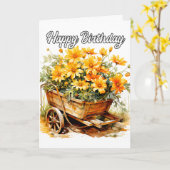 美しい新鮮な花のハッピーバースデー カード (黄色い花)