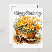 美しい新鮮な花のハッピーバースデー ポストカード (正面/裏面)