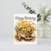 美しい新鮮な花の幸せな誕生日 ポストカード (スタンド正面)