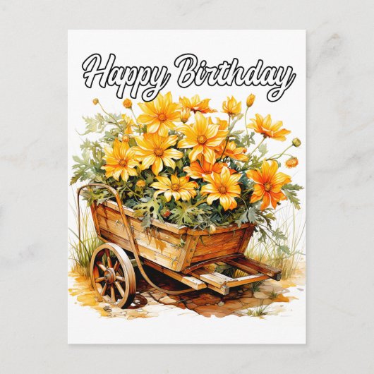 美しい新鮮な花の幸せな誕生日 ポストカード (正面)