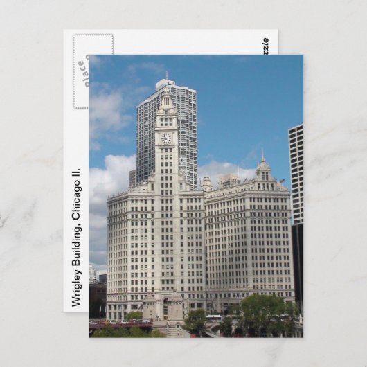 美しい日のシカゴのWrigley建物 ポストカード (正面/裏面)