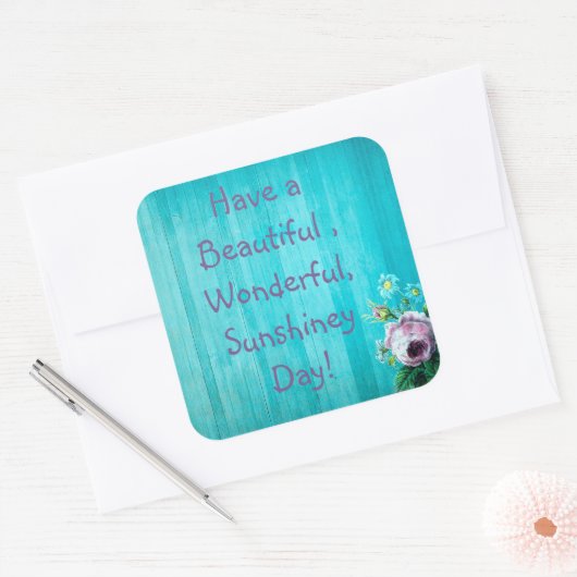 美しい日のフローラの木素朴のシールを持つ スクエアシール (封筒)