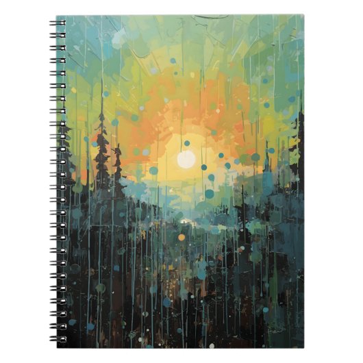 美しい日の出が山の風景 ノートブック (正面)