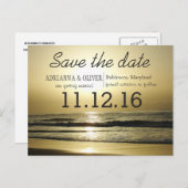 美しい日の出のビーチ波の日付を保存 案内ポストカード (正面/裏面)