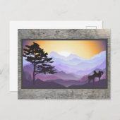 美しい日の出の山の風景アート ポストカード (正面/裏面)