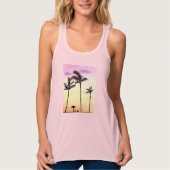 美しい日の出の水彩画の芸術のヤシの木 タンクトップ (正面)