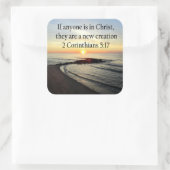 美しい日の出2コリント5:17デザイン スクエアシール (バッグ)