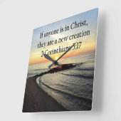 美しい日の出2コリント5:17デザイン スクエア壁時計 (傾斜)