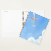 美しい日の青空と雲の飛行機 水彩画 プランナー手帳 (ディスプレー)