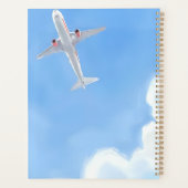 美しい日の青空と雲の飛行機 水彩画 プランナー手帳 (裏面)