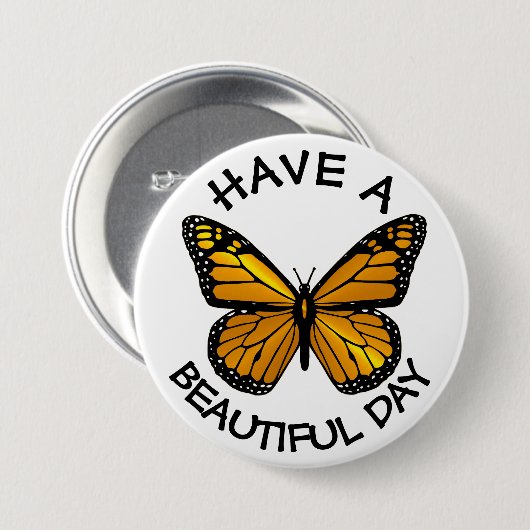 美しい日の（昆虫）オオカバマダラ、モナークバタフライボタンを持つ 缶バッジ (正面&裏面)