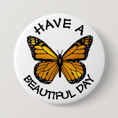 美しい日の（昆虫）オオカバマダラ、モナークバタフライボタンを持つ 缶バッジ (正面)