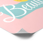 美しい日ピンクとティール(緑がかった色)ヴィンテージ ポスター (角)