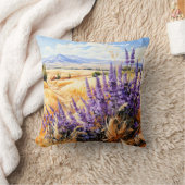 美しい日当たりの良い水色の草原の風景 クッション (ブランケット)