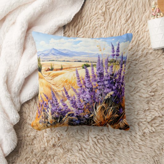 美しい日当たりの良い水色の草原の風景 クッション (ブランケット)