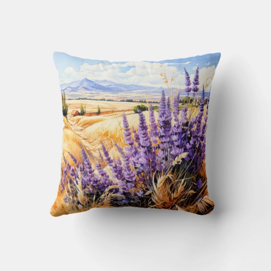 美しい日当たりの良い水色の草原の風景 クッション (裏面)