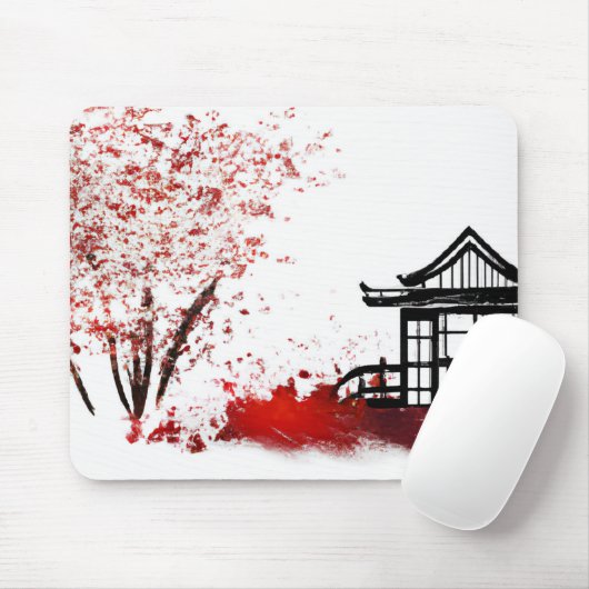 美しい日本のさくらんぼ林の家 マウスパッド (マウス)