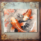 美しい日本のコイフィッシュオレンジベージュ結婚ズ 出欠カード