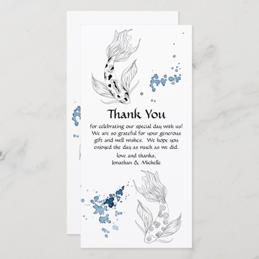 美しい日本のコイフィッシュ結婚スイミング サンキューカード (正面/裏面)