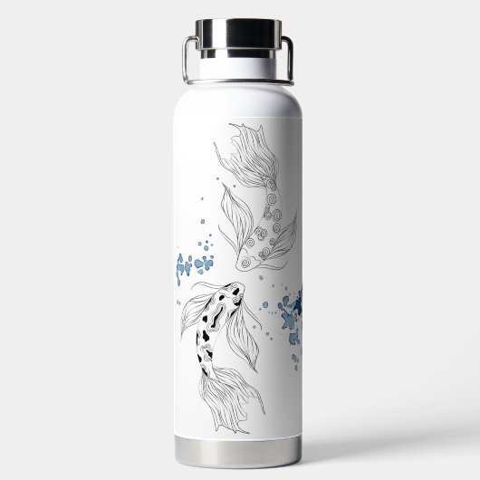 美しい日本のコイ魚が泳ぐ ウォーターボトル (背面)