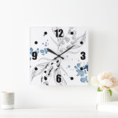 美しい日本のコイ魚が泳ぐ スクエア壁時計 (ホーム)