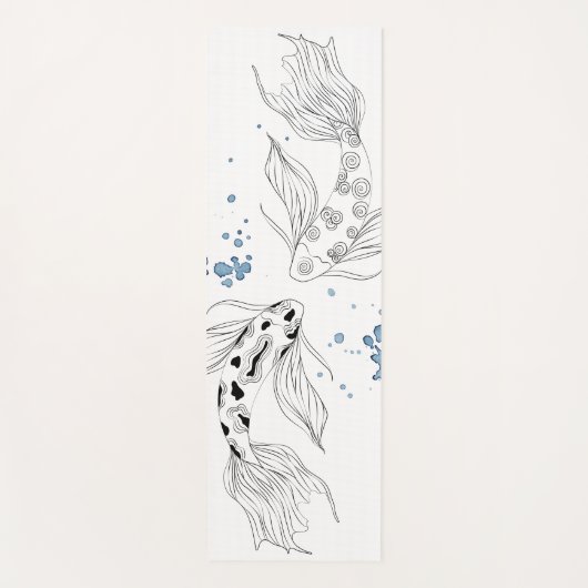 美しい日本のコイ魚が泳ぐ ヨガマット (正面)