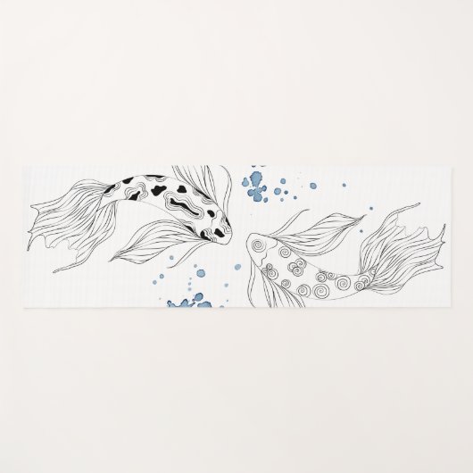 美しい日本のコイ魚が泳ぐ ヨガマット (正面(横))