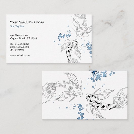 美しい日本のコイ魚が泳ぐ 名刺 (正面/裏面)