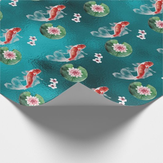 美しい日本のコイ魚さくらんぼ日本 ラッピングペーパー (角)