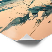 美しい日本のスタイルの水色 ポスター (コーナー)