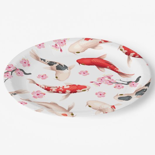 美しい日本のフローラ赤コイ魚 ペーパープレート (アングル)