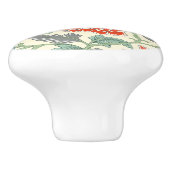 美しい日本の花の模様ヴィンテージ赤 セラミックノブ (側面)