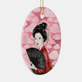 美しい日本の芸者と雲のクリスマス セラミックオーナメント (右)